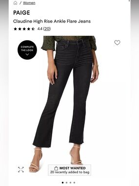 PAIGE Claudine High Rise Ankle Flare Jeans - Black SZ 29